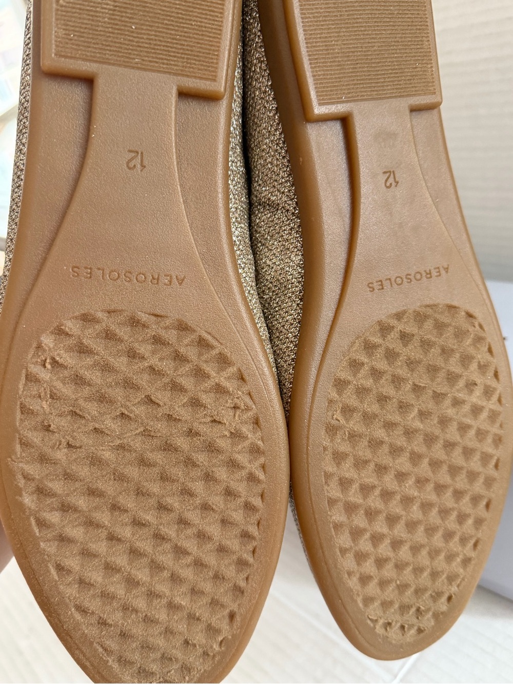 Aerosoles Women’s Loafers Betunia Ballet Flats Shoes Soft Gold Fabric 12 New - Picture 5 of 6